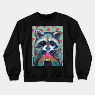 Cute RACCOON WITH WATERMELON STICKER Crewneck Sweatshirt